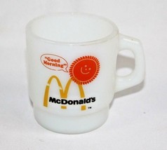Vintage Milk Glass Anchor Hocking Fire King &quot;Good Morning&quot; Mcdonald&#39;s Coffee Mug - £8.79 GBP