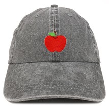 Trendy Apparel Shop Apple Fruit Patch Pigment Dyed Washed Apple Fruit Cap - Blac - £15.84 GBP