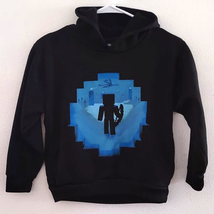 JINX Minecraft Fleece Lined Hoodie Black Blue Kids Small 6/7 - £15.92 GBP