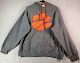 Clemson University Tigers Hoodie Paw Print Unisex Large Gray Pockets Logo - £16.82 GBP