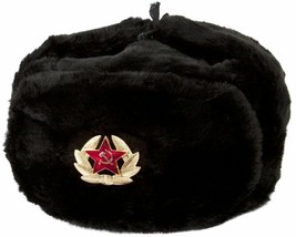 Authentic Russian Ushanka Military hat w/ SOVIET ARMY BADGE - £30.42 GBP