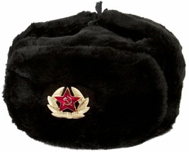 Authentic Russian Ushanka Military hat w/ SOVIET ARMY BADGE - $31.88+