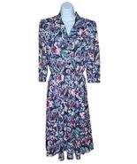 VTG California LOOKS Elastic Waist Button Up Front Floral 3/4 Sleeve Dre... - $323.63 MXN