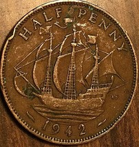 1942 Uk Great Britain Half Penny - £1.38 GBP