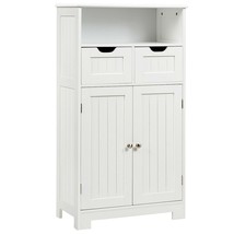 Bathroom Wooden Side Cabinet  with 2 Drawers and 2 Doors-White - Color: White - $2,856.84 MXN