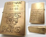 Vietnam 64-65 ANKHE Love &amp; Peace Brass Zippo Fired Rare - $163.00