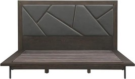 Armen Living Marquis Modern Platform Bedframe Wood and Faux Leather, Kin... - £2,035.43 GBP