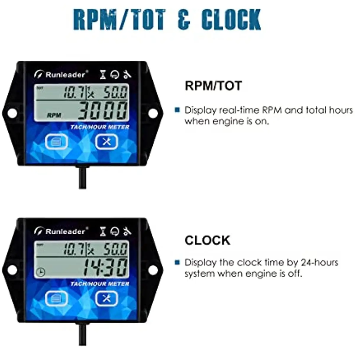 Maintenance Reminder Multiple Display Digital LCD Tach/Hour Meter with Backlight - £24.34 GBP