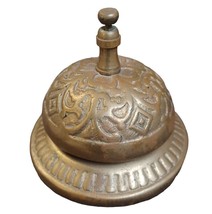Vintage Bell Service Hotel Counter Desk Dull Brass Call Ornate Reception Patina - £15.78 GBP