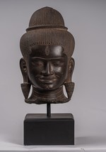 Antique Baphuon Style Khmer Stone Shiva Head Statue - The Destroyer - 58cm/23&quot; - $4,195.88