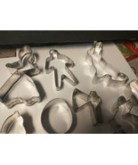  Cookie Cutters Tin,Metal Lot Of 12, Animals, Angel, Snowman, Heart, Etc - £3.49 GBP