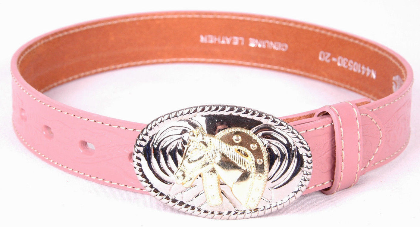 NOCONA Leather Belt-Youth Girls-Tooled Stamped-Western Floral-Stitching-Buckle - £18.26 GBP