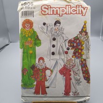 Vintage Sewing PATTERN Simplicity Crafts 9806, Unisex Kids Halloween 1990 Clown - $12.60