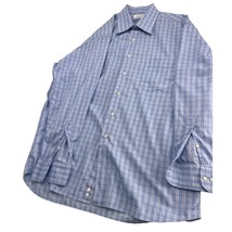 Mazzoni Men Dress Shirt Button Up Made In Italy Blue Plaid 17 34-35 XL - $15.81
