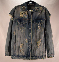 Andreza Chagas Womens Denim Jean Jacket Distressed P - £62.30 GBP