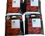 OEM GENUINE NEW HP 58 (C6658AN) Photo Color Ink Cartridge Lot of 4 ~ Exp... - $28.05