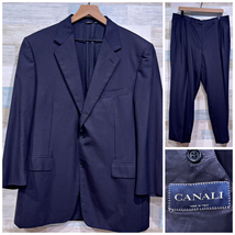 Canali Super 120s Wool Striped Suit Navy Blue Mens US 46R EUR 56R 36x28 Pants - £274.58 GBP