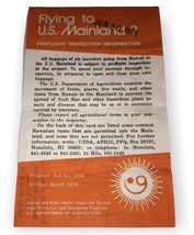 U.S. Mainland Preflight Inspection Info Small Paper Hawaii Dept. Agricul... - $13.88