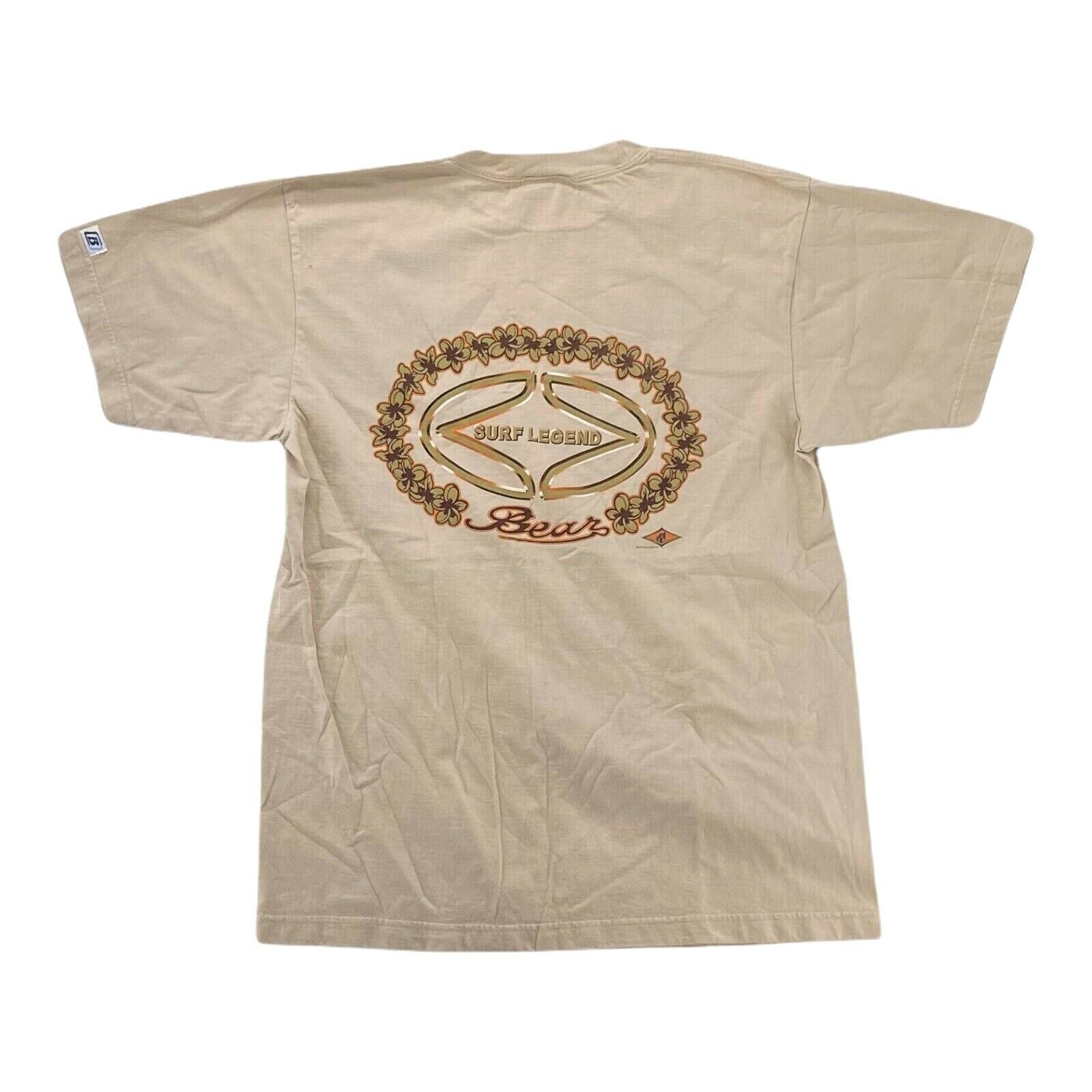 Primary image for Bear Surfboards Size Large  T-Shirt Logo 1980's Surf Wave Graphic TAN
