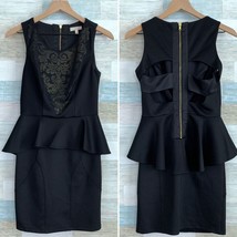 GB Gianni Bini Cut Out Peplum Dress Black Beaded Bodycon Womens Juniors ... - $29.69