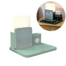 3 In 1 Wireless Charging Station Night Light Alarm Clock Phone Charge Case  - £54.35 GBP