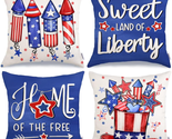 4Th of July Throw Pillow Covers 18X18 Inch Set of 4, Patriotic Stars Swe... - $27.75
