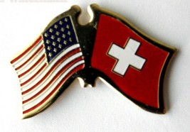 Switzerland Swiss Usa Combo Flag Lapel Pin Badge 1 Inch - $5.36