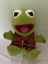 VTG Baby Kermit The Frog Plaid Vest 7&quot; Plush Doll 1987 Stuffed Animal Toy - $9.49