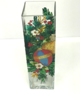 Joan Baker Hand Painted Candle Holder Stain Glass Christmas Ornament Vase - $44.55