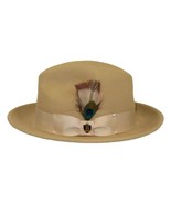 Men Bruno Capelo Hat Australian Wool Rabbit Fur Look Felt Fedora RA764 Tan - $137.52 CAD