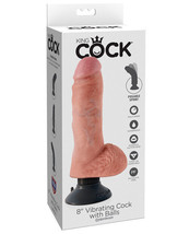 King Cock 8&quot; Vibrating Cock W/balls - Flesh - $55.23