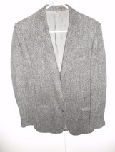 Men&#39;s Vintage  Harris Tweed Eddie Bauer Coat Jacket Blazer  grey herringbone - £50.39 GBP