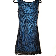 Prelude Womens Party Dress Size 8 Sequined Midnight Blue Sheath Bodycon Vintage - £22.44 GBP