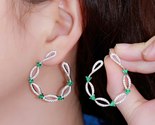 Sh hollow out green cubic zircon flower large drop party earrings for women silver thumb155 crop