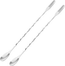 Bar Spoon Cocktail Mixing Spoon -  2Pcs Drink Stirrers Cocktail Stirrer, Stainle - £4.63 GBP