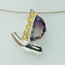 Ametrine Yellow Sapphire Handmade 925 Silver Ladies Butterfly Pendant Design 464 - £84.49 GBP