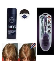 Piz-Zaz Hair Thickener Keratin Fibers in Dark Brown+Self-Cleaning Hair Brush - £46.51 GBP