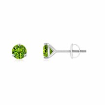 Natural Peridot Solitaire Stud Earrings For Women in 14K Gold (AAAA, 4MM) - £236.64 GBP