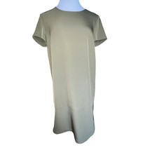 SISLEY OLIVE GREEN SHIFT DRESS SHORT SLEEVE LAYERED LOOK DRESS WOMEN SIZ... - $8.38