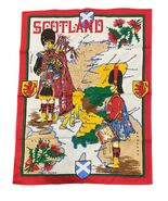 Vintage Scotland Kitchen Tea Towel NWT Map Bagpipes Thistle Crisp Cotton... - €10,20 EUR