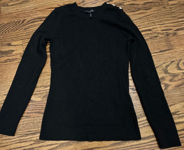 White House Black Market Ribbed CrewNeck Button Sweater Black Size M - £15.56 GBP