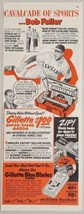 1951 Print Ad Gillette Razor Blades Bob Feller Pitcher Cleveland Indian Baseball - £15.28 GBP