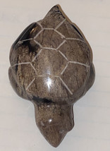 Carved Turtle Jasper Stone Crystal  Black &amp; Brown   2.75”L x 1.75” W x 1” H - £9.67 GBP