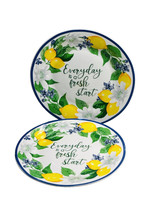 Royal Norfolk Lemon Floral Salad Plates W/ Blue Rims, 8-in. (2) - $27.67