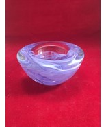 Kosta Boda Swedish Art Glass Purple Swirl Bowl Candle Holder - $67.53 CAD