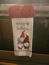 Hanging Kitchen Dish Towel with Pot Holder Top - &quot;Gnome For The Holidays&quot; - £5.50 GBP