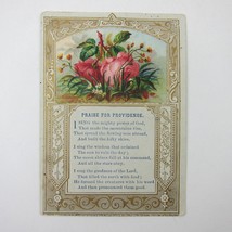 Victorian Prayer Card Praise for Providence Pink &amp; Yellow Flowers Gold A... - $5.99