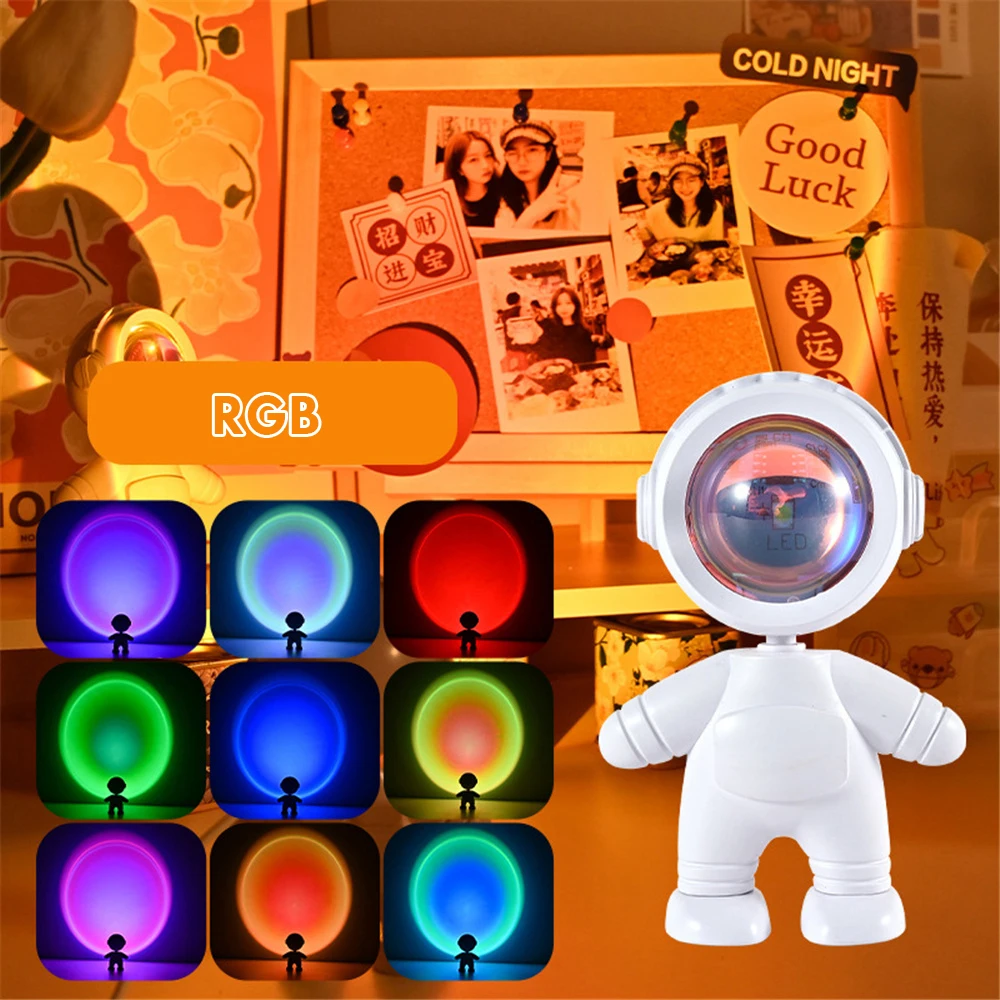 Sunset Night Light Projector Spaceman Sunset Lamp Live Streaming Beauty Photo - £11.63 GBP