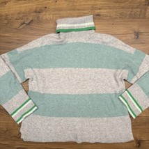 J Crew Sweater Womens M Gray Green Striped Turtleneck Supersoft Alpaca W... - £21.41 GBP