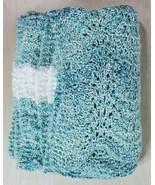 Afghan Throw Lap Oversized Scarf Blanket Knitted 24x88 inch Green White ... - £15.82 GBP